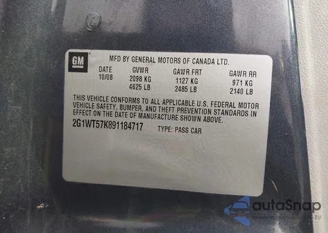 2009 Chevrolet Impala Lt from USA, damaged, VIN 2G1WT57K891184717